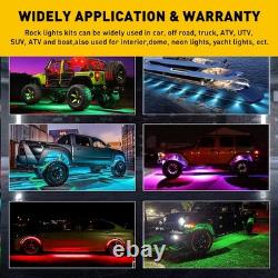 16Pods LED RGB sous voiture ATV UTV lumières de roche néon sous la carrosserie lampe App UK