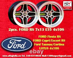 2 Hoops Ford Lotus Talbot Rs 7x13 Et+5 4x108 Escorte Capri Taunus Cortina Tuv