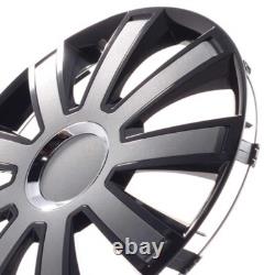 4 enjoliveurs de roue 14 pouces Flash VIII noir / gris pour Citroën Ford