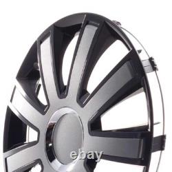 4 enjoliveurs de roue 14 pouces Flash VIII noir / gris pour Citroën Ford