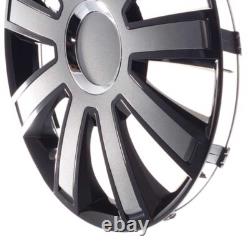 4 enjoliveurs de roue 14 pouces Flash VIII noir / gris pour Citroën Ford