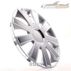 4 enjoliveurs de roue 16 pouces Flash II argent / gris pour Citroën Ford La