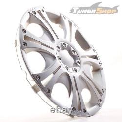 4 enjoliveurs de roues de 13 pouces Tobago Lux argent pour Citroën Ford Lancia