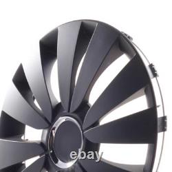 4 enjoliveurs de roues de 15 pouces Sky Black schwarz pour Citroën Ford Lancia