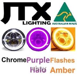 7 Led Chrome Phares Purple Flash Amber Ford Cortina Mk1 Mk2 Escort