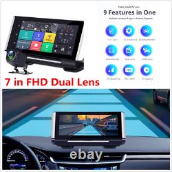7 Pouces Hd Android 5.1 Voiture Dash Cam 4g Wifi Bt Dual Lens Dvr Caméra Gps Nav Adas