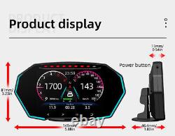 Affichage tête haute OBD2+GPS HUD intelligent avec compteur kilométrique numérique de voiture, alarme de température de l'eau.