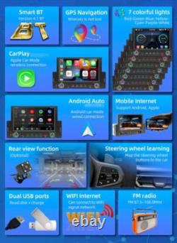 Autoradio Bluetooth CarPlay 6.2 pouces 1 DIN avec FM GPS Wifi USB et caméra