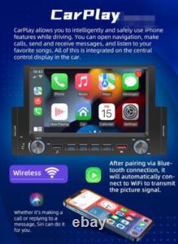 Autoradio Bluetooth CarPlay 6.2 pouces 1 DIN avec FM GPS Wifi USB et caméra