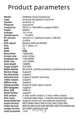 Autoradio GPS Navi WIFI avec Bluetooth et lecteur vidéo pour CarPlay et Android Auto