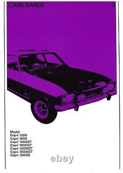 Brochure de vendeur Ford Range 1970-71 pour le marché britannique Escort Cortina Capri Zodiac