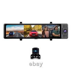 Caméra Dash 11,26 pouces 1080P pour voiture, enregistreur vidéo DVR avec miroir arrière intérieur