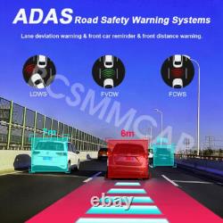 Caméra Dash 4+64G Android 13 Miroir de Voiture DVR avec Enregistreur GPS Navigation ADAS FM
