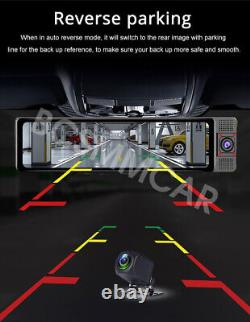 Caméra Dash 4+64G Android 13 Miroir de Voiture DVR avec Enregistreur GPS Navigation ADAS FM