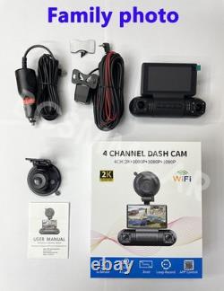Caméra de tableau de bord 2K HD avec 4 caméras, écran LCD 3, WIFI, vision nocturne pour chauffeur de taxi