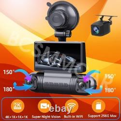 Caméra de tableau de bord 2K HD avec 4 caméras, écran LCD 3, WIFI, vision nocturne pour chauffeur de taxi