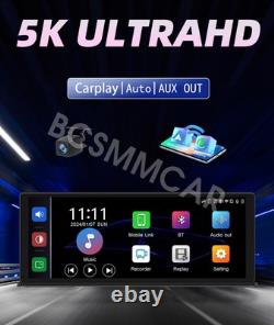 Caméra de tableau de bord 5K 11.3 avec CarPlay sans fil, Android Auto, surveillance de stationnement avant et arrière