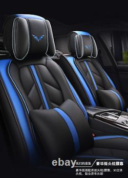 Coussin De Couverture De Siège D’auto Surround Noir+bleu De Luxe 5d Pour Voiture De 5 Places
