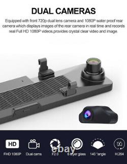 Écran Tactile 12 Dual Lens Car Dvr Rétroviseur Miroir Caméra Recorder Dash Cam 4g