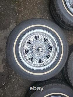 Ensemble de 4 roues à jantes en fil chromé pour Ford Anglia Cortina Mk1 Mk2 Escort Hillman
