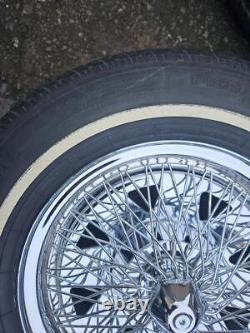 Ensemble de 4 roues à jantes en fil chromé pour Ford Anglia Cortina Mk1 Mk2 Escort Hillman