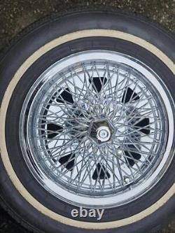 Ensemble de 4 roues à jantes en fil chromé pour Ford Anglia Cortina Mk1 Mk2 Escort Hillman