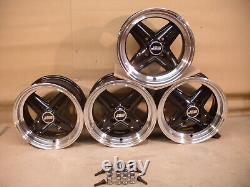 Ensemble de jantes en alliage Ford Escort Capri Cortina Black Revolite 7x13 13x7 Et-7 Jbw