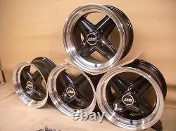 Ensemble de jantes en alliage Ford Escort Capri Cortina Black Revolite 7x13 13x7 Et-7 Jbw