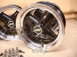Ensemble de jantes en alliage Ford Escort Capri Cortina Black Revolite 7x13 13x7 Et-7 Jbw