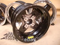 Ensemble de jantes en alliage Ford Escort Capri Cortina Black Revolite 7x13 13x7 Et-7 Jbw