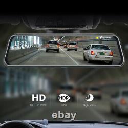 Fhd 1080p 10in Double Objectif Dash Cam Voiture Dvr Caméra Vidéo Enregistreur Rétroviseur Miroir
