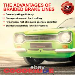 Flexibles de frein transparents en acier Goodridge pour Ford Cortina Mk2 1966-1970 SFD0603-3C-CL