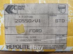 Ford Cortina MK3,4,5 / Escort MK1,2 1.3 OHV Jeu de 4 Pistons Hepolite (STD) NOS
