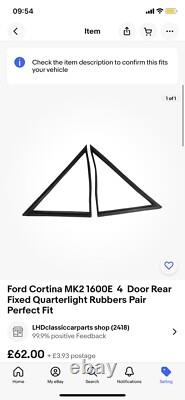 Ford Cortina Mk2 1600e Kit Complet en Caoutchouc Comprend Tout Dans la Description