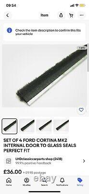 Kit complet en caoutchouc Ford Cortina Mk2 1600e comprenant tout ce qui est décrit