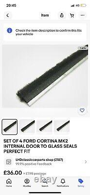 Kit de joint intérieur et extérieur de porte en verre pour Ford Cortina MK2 4 portes