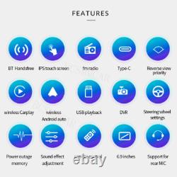 Lecteur MP5 stéréo vidéo pour voiture avec WIFI, FM, USB, compatible avec Apple Carplay et Android Auto