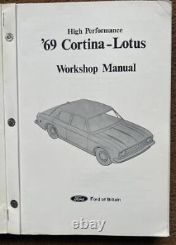 Manuel d’atelier d’origine Ford Lotus Cortina Mk 2 1969 RS Twin Cam Chapman