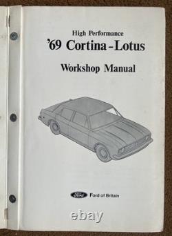 Manuel d’atelier d’origine Ford Lotus Cortina Mk 2 1969 RS Twin Cam Chapman