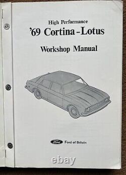 Manuel d'atelier original de la Ford Lotus Cortina Mk 2 1969 RS Twin Cam Chapman