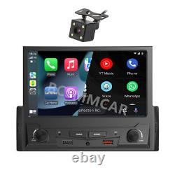 Radio de voiture 1 Din 7 pouces avec CarPlay sans fil, Android Auto, Bluetooth et caméra arrière 8LED