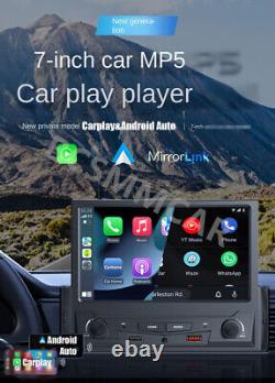 Radio de voiture 1 Din 7 pouces avec CarPlay sans fil, Android Auto, Bluetooth et caméra arrière 8LED
