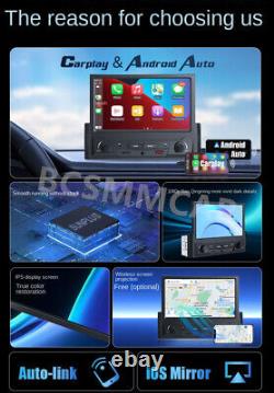 Radio de voiture 1 Din 7 pouces avec CarPlay sans fil, Android Auto, Bluetooth et caméra arrière 8LED