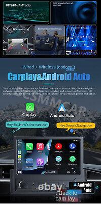Radio de voiture 1 Din 7 pouces avec CarPlay sans fil, Android Auto, Bluetooth et caméra arrière 8LED