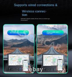 Radio de voiture 1 Din 7 pouces avec CarPlay sans fil, Android Auto, Bluetooth et caméra arrière 8LED