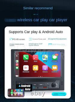 Radio de voiture 1 Din 7 pouces avec CarPlay sans fil, Android Auto, Bluetooth et caméra arrière 8LED