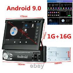 Rétractable 7in Android 9.0 Gps Simple Din 16g Bluetooth Stéréo Voiture Mp5