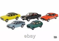 Set de 5 voitures Ford à l’échelle 1/76 Cortina Granada Capri Escort Fiesta Miniatures