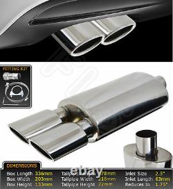 Universal Performance Free Flow T304 Stainless Steel Exhaust Back Box Fd1