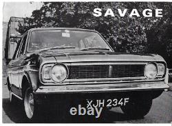 Uren Savage I et II 1968-1969 brochure commerciale pliable pour le marché britannique Ford Cortina Mk2